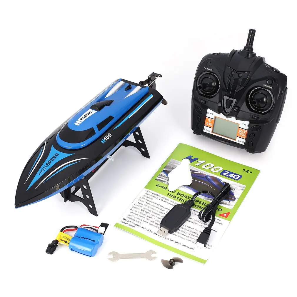 TKKJ H100 RC Boat High Speed Racing 20km/h Remote Control Boat 180' Flip with LCD Screen as Gift for Children Toy RC Racing Boat