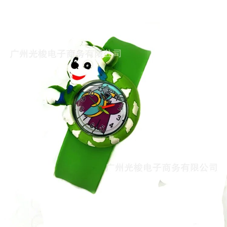 Детские часы 3d мультфильм игрушки прекрасный подарок аниме потрепанные наручные часы Аниме потрепанные часы силиконовый ремешок Детские Кварцевые часы - Цвет: Wang Wang Green
