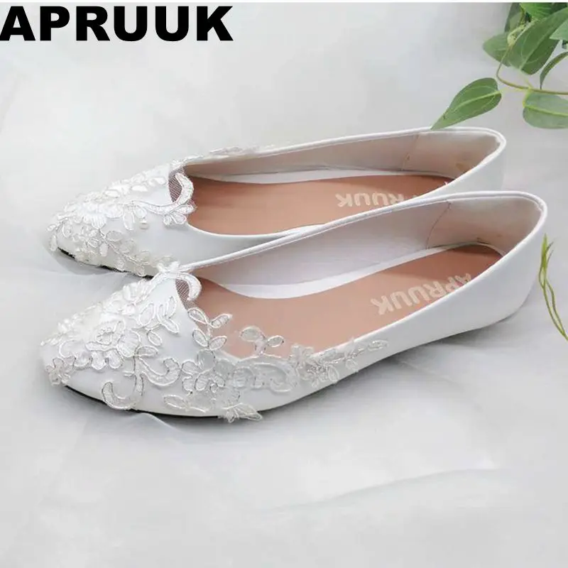 Woman Shoes Flat Heel Female Women Wedding Shoes White Color With