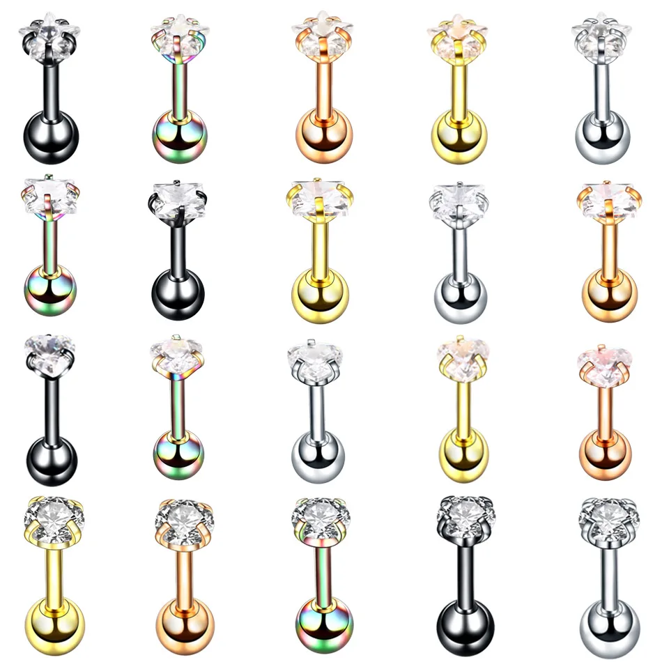 

2019 New Arrival 1PC Stainless Steel Ear Piercing Zircon Ball Ear Cartilage Tragus Helix Earrings Stud Charming Jewelry Women