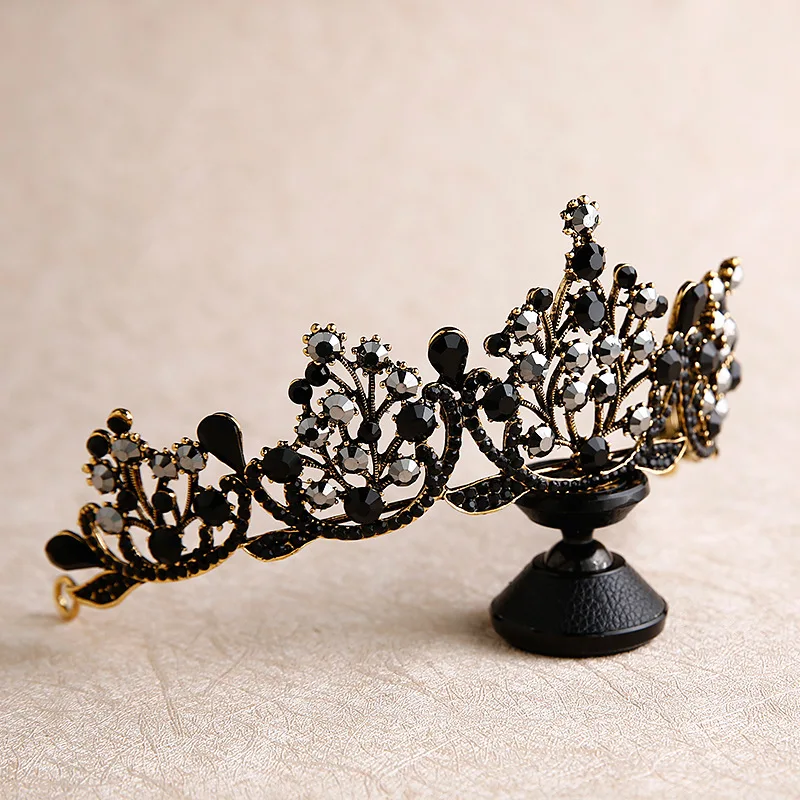 Особенная черная Хрустальная корона в стиле барокко, головной убор невесты, свадебная корона, аксессуары для волос на день рождения невесты