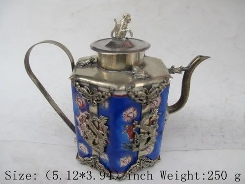 YM 314 Chinese ancient Tibet copper relief dragon monkey butterfly ceramic teapot | Дом и сад