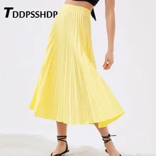 Яркая желтая плиссированная Женская юбка для путешествий и отдыха, милые женские юбки