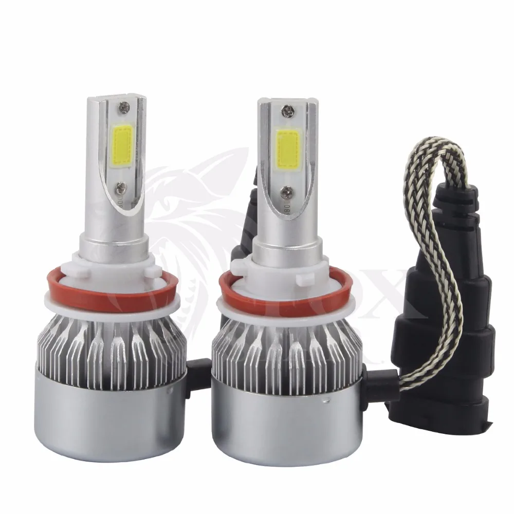 H11 C6 7600 Lumens Extremely Bright COB LED Headlights bulbs by FOXSTAR