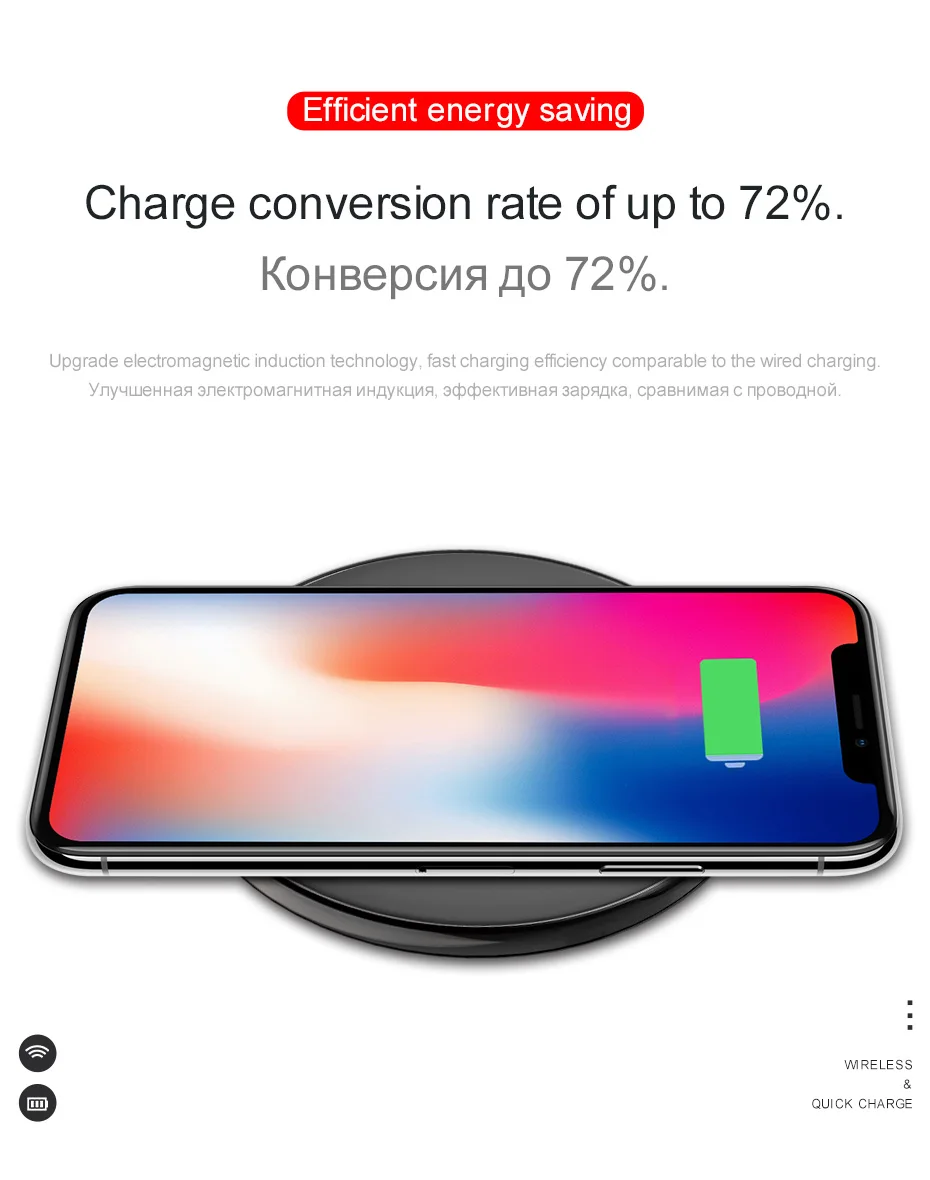 Беспроводное зарядное устройство HOCO Qi для iPhone X 8 переносное Беспроводное зарядное устройство зарядная панель для Samsung Galaxy S8 Plus S7 Edge Xiaomi Mi