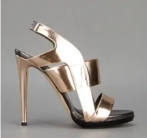 

2019 explosion models hot open toe high heel sandals Women's Silver Mirror Leather Slingback Shoes Strappy Stiletto Heel Sandals