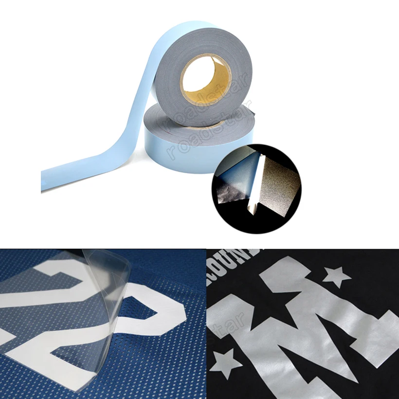 High Visibility Safety Heat-transfer Vinyl Film DIY Silver Reflective Iron on Fabric Clothing Tape