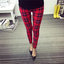 fall women leggings punk rock mujer Character red grid Skiny legging Fitness leggins gothic Sexy Pencil pants women Leggings