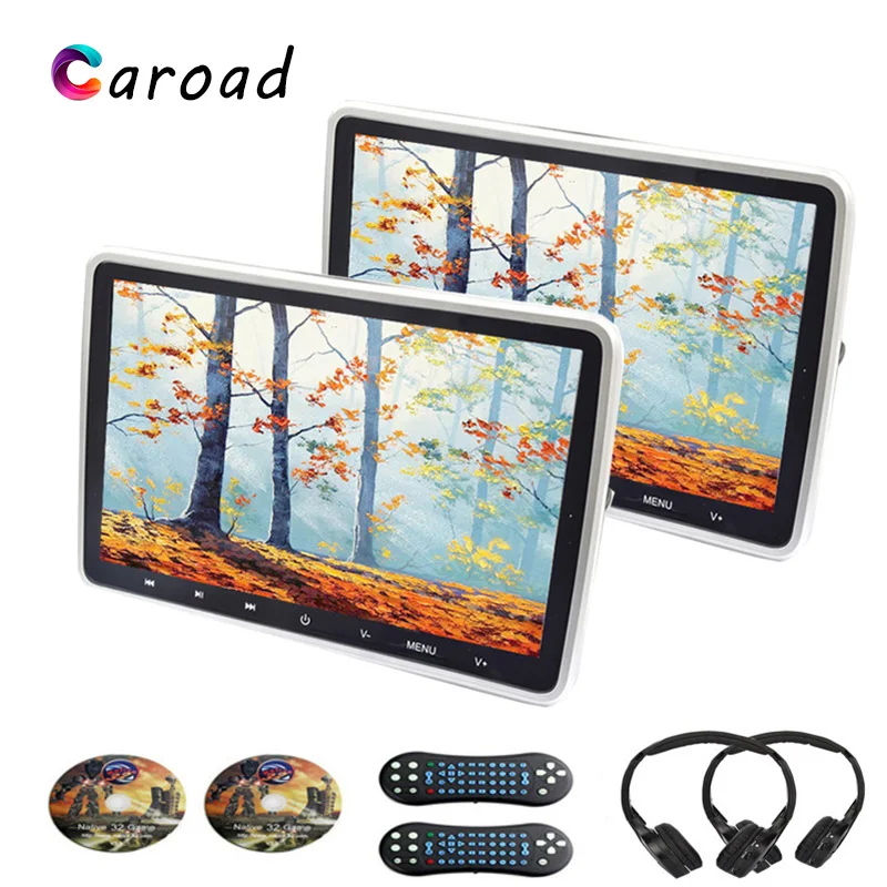 

DVD Player Car Support USB/SD/HDMI/IR/FM/Speaker Car Headrest Monitor 2PCS 10.1 Inch Touch Button Game Remote Control MP5 Car TV