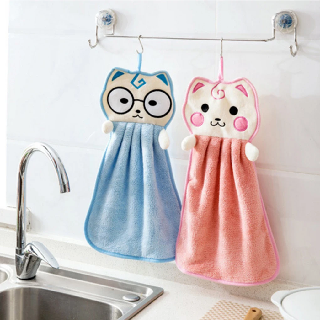 Новое Детское подвесное полотенце для рук мультяшный носовой платок, кухонные мочалки для новорожденных, ванная комната, кошка, посудное полотенце для чистки автомобиля