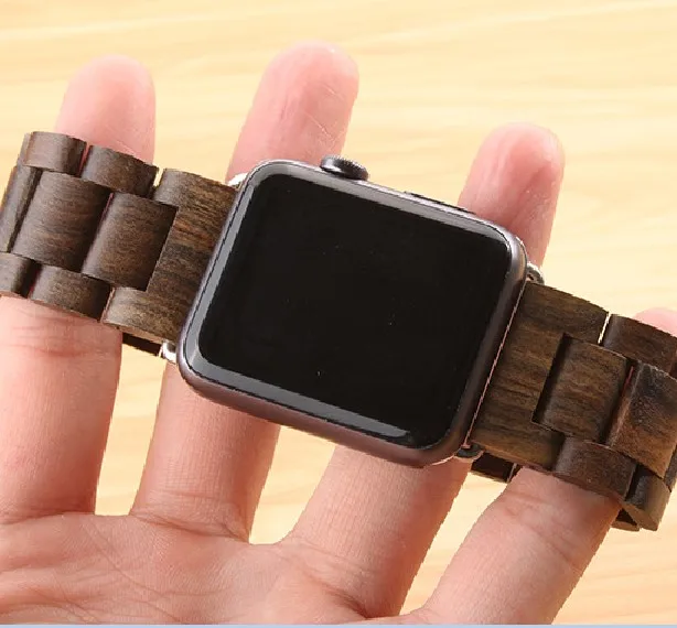 Высококачественный Браслет из черного дерева ремешок для часов cartier Apple watch iWatch