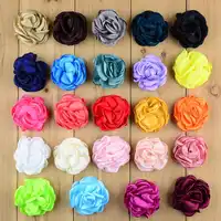 120 ピース/ロット 24 色の U ピック 2 インチ小柄燃焼花びらサテンフラワーアップリケハンドメイドヘアアクセサリー花供給 MH93