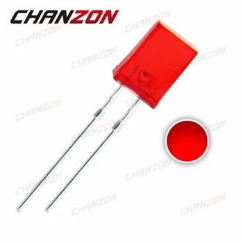 100pcs LED Red 2*5*7 Diffused Rectangle Diode 20mA DC 2V 2X5X7mm 620-625nm Wide Angle DIP Square Light Emitting Diode LED Lamp
