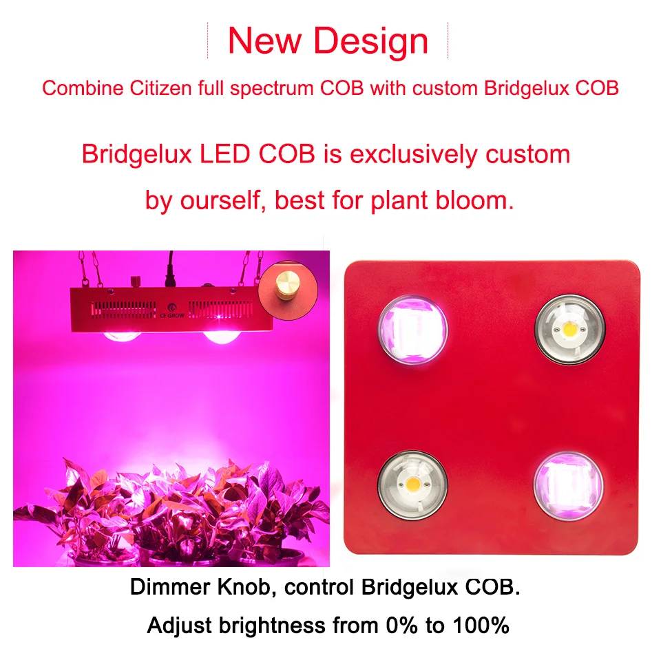 Затемняемый полный спектр LED Grow Light 800 Вт Citizen Bridgelux COB Крытый Гидропоника теплицы
