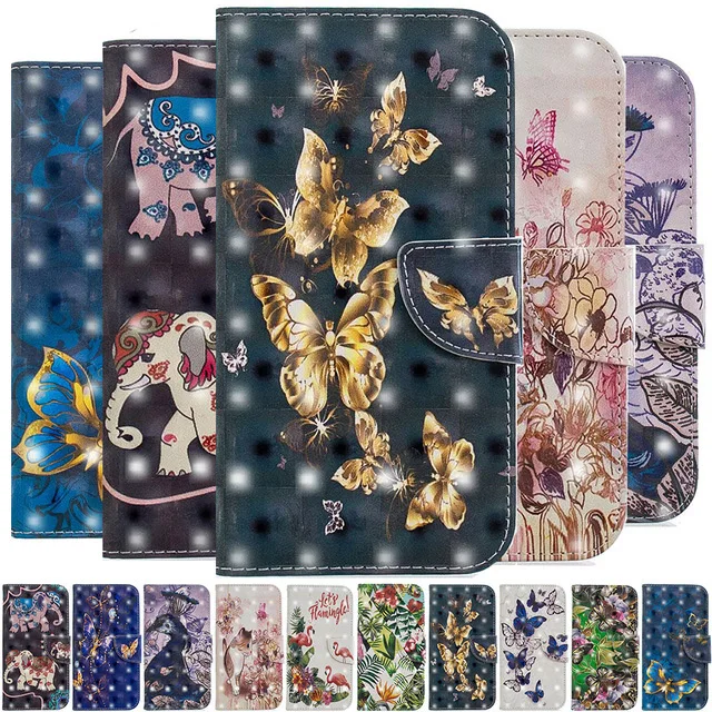 

For iPhone XS Max Cover 3D effect Elephant Butterfly PU Leather Wallet Flip Case For iPhone X XR 6 6S 7 8 Plus Bags Funda