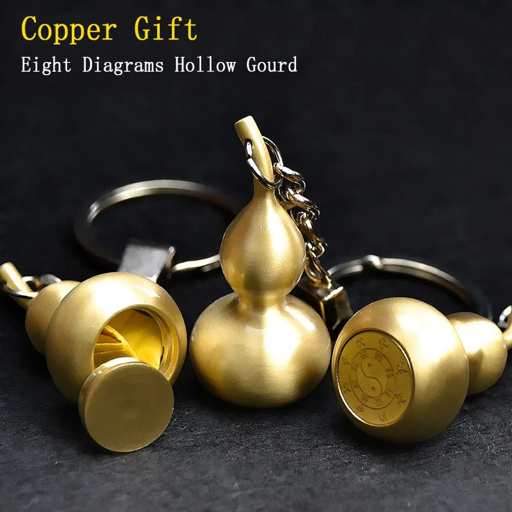 

Original Design Copper Hollow Gourd Key Ring Creative Eight Diagrams Gift Min Storage bottle