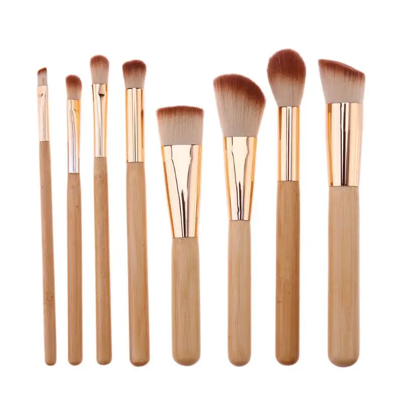 Buy 8pcs Bamboo Handle Makeup Brushes Kit Natural Soft