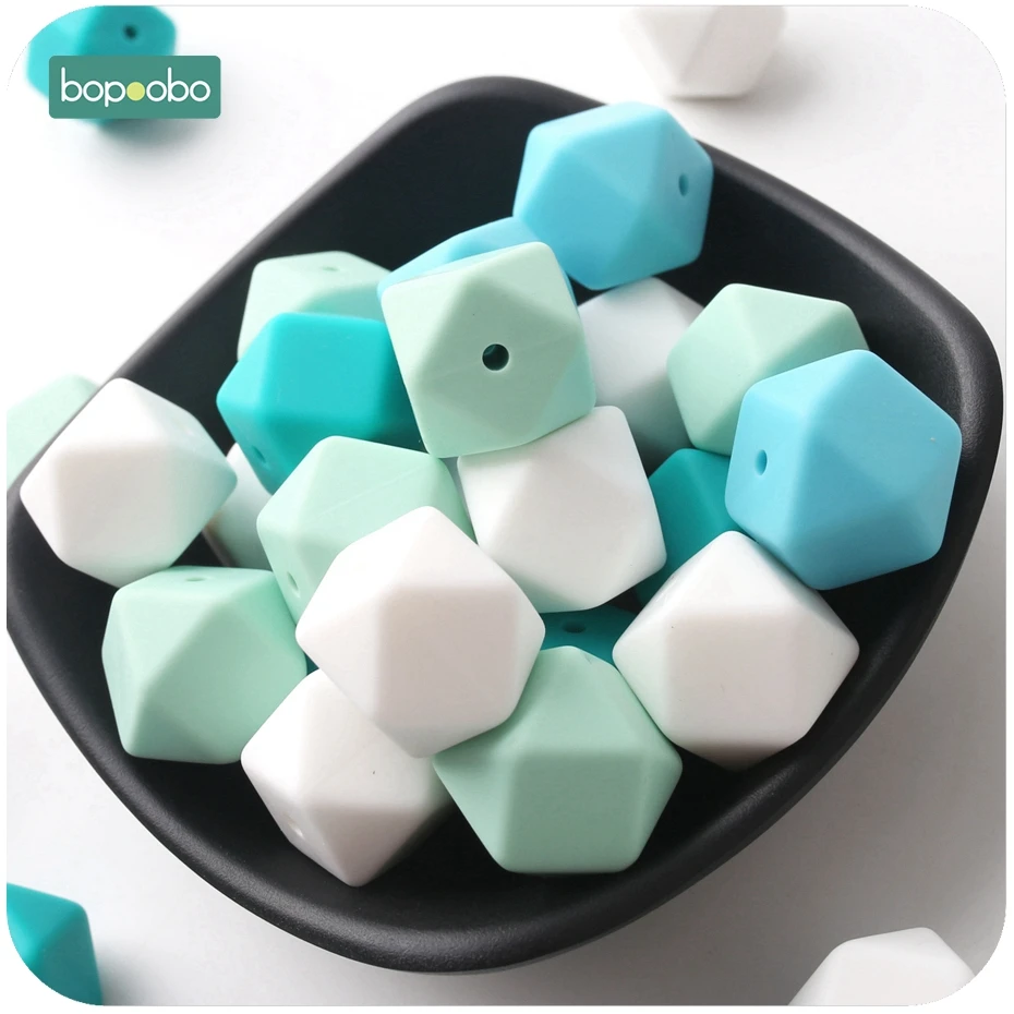 Bopoobo 50pc Silicone Hexagon Beads Baby Teething Beads Silicone Rodent Baby Nursing Accessories Silicone Teething Beads