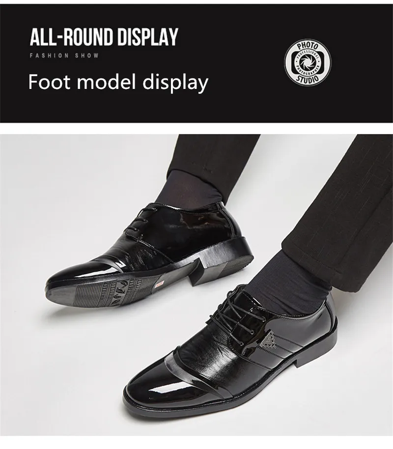 Leather shoes pointed men's ballroom dance dress shoes men's white wedding shoes Latin dance shoes fashion large size