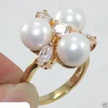 8 мм белый Южно-морской корпус жемчужное CZ хрустальное кольцо Размер США 6 7 8 9# хрустальное кольцо широкая девушка женские ювелирные изделия шт