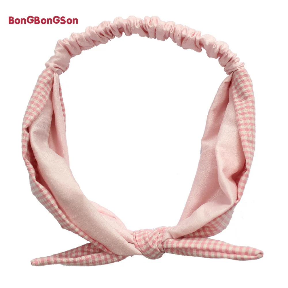 

1pcs Baby Bows Headband Newborn Kids Girls Boys Elastic Knot Hair Bands Children Plaided Rabbit Ear Headbands bandeau bebe fille