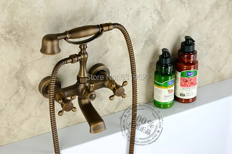 muro di trasporto libero montato bronzo antico vasca da bagno rubinetto doppia maniglia in ottone antico