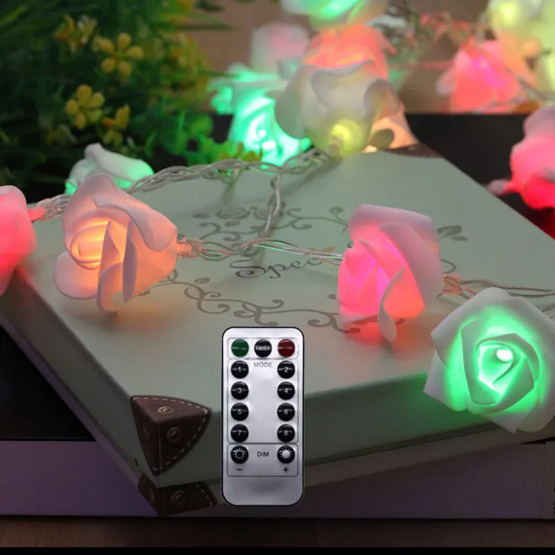 

Remote Control Rose Candle Light For Wedding Decoration,2.5 meter Long warm white or color changing light