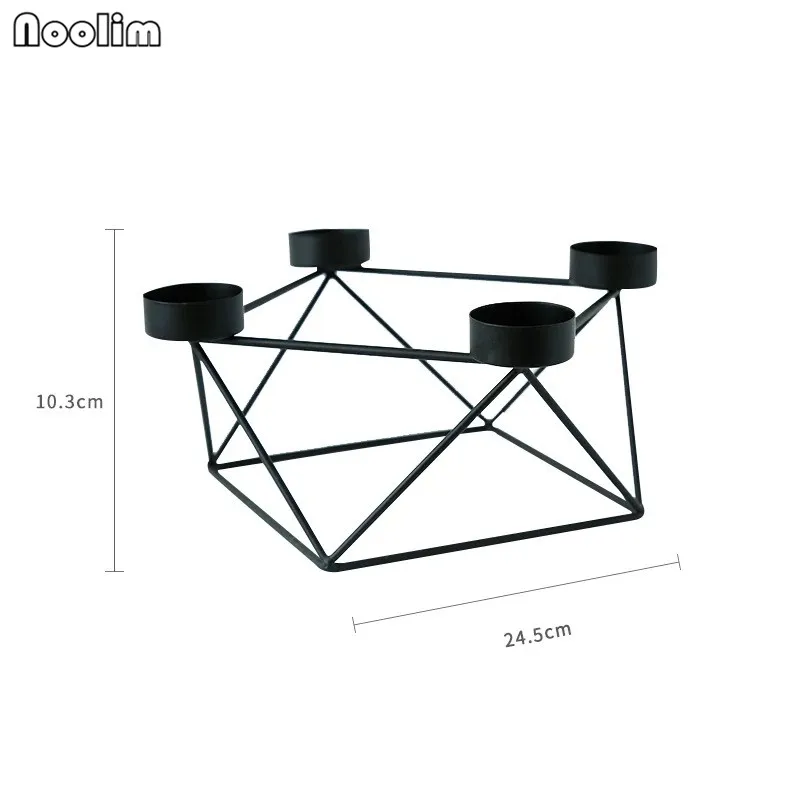 NOOLIM скандинавский геометрический Железный Подсвечник европейские украшения креативный подсвечник домашний стол свадебные украшения, аксессуары - Цвет: Black 03