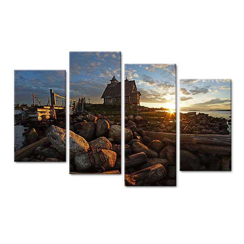 4pcs Diamond Embroidery Sunshine Landscape 5d Diy Painting Cross Stitch Rhinestone Mosaic full square RoundZP-2808 | Дом и сад