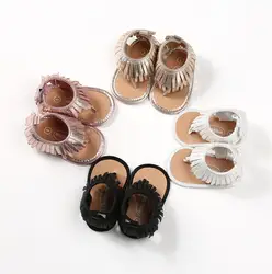 Мягкая кожа детская обувь для девочек пляжные сандалии для маленьких девочек Летняя детская обувь нескользящие сандалии детские мокасины