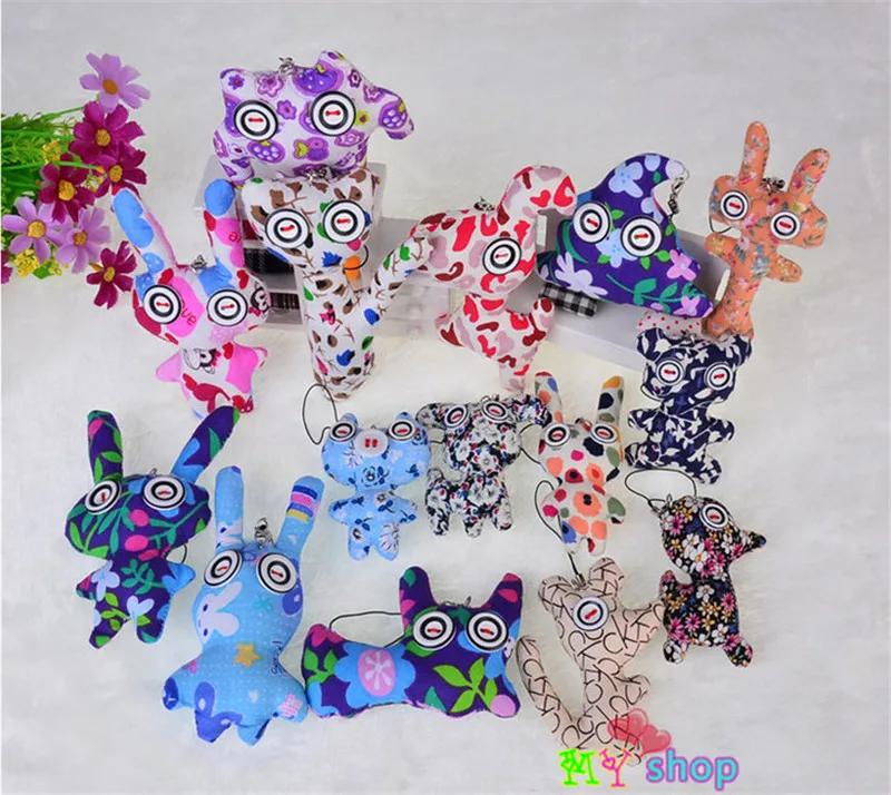 Cute Button Animals Cloth Dolls Bag Phone Key Pendants Toys Mixed Styles 30pcs (5)