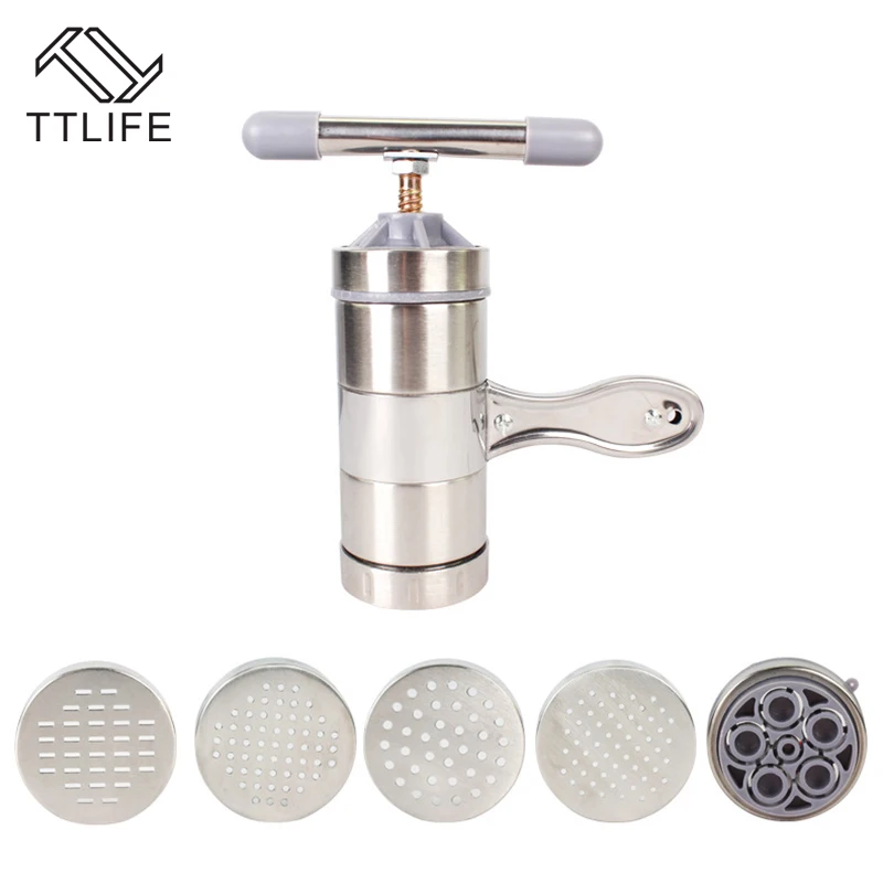 TTLIFE Hand Manual Stainless Steel Pasta Noodle Maker Spaghetti Press
