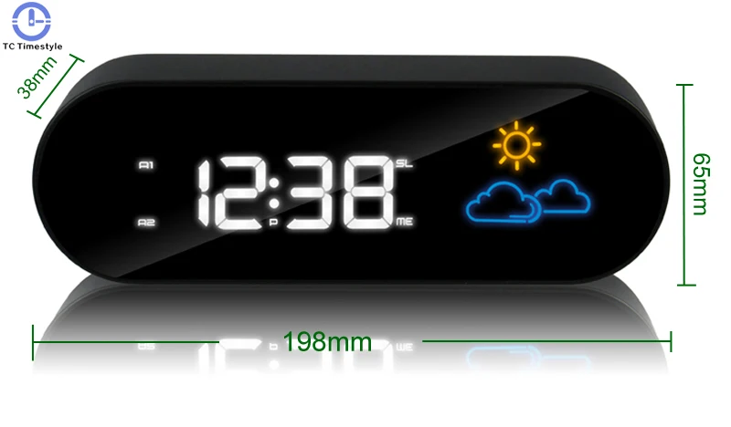 

Color Weather Forecast Radio Desktop Alarm Clock Snooze Mute Character Bedroom Electronic Digital Clock