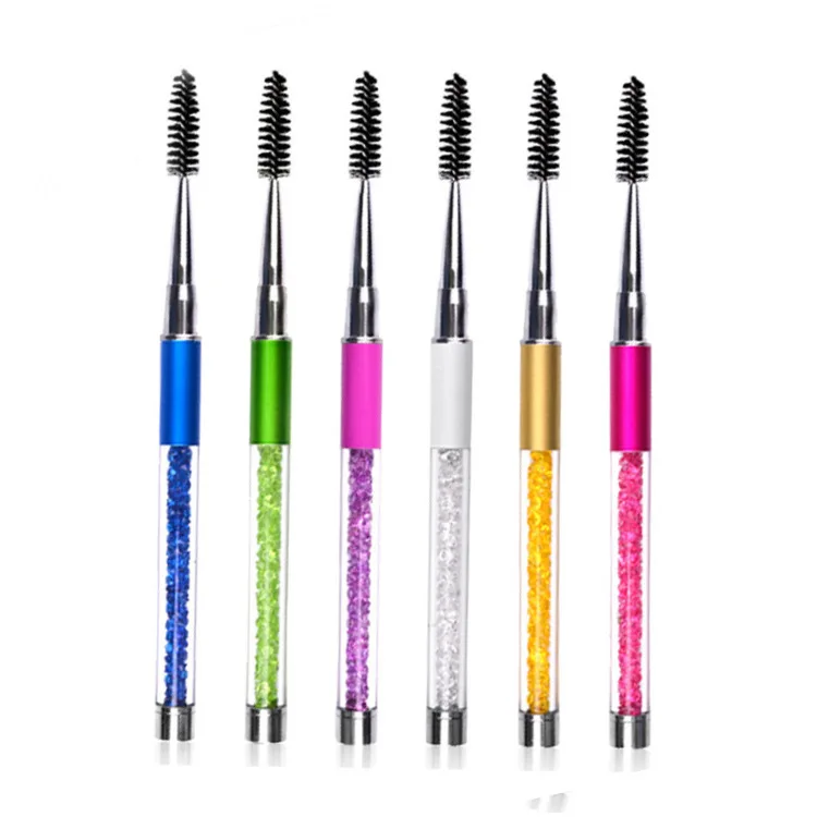

1pcs 2019 Hotting Eyelash Brush Eyelashes Extension Mascara Wands Applicator Spoolers Diamond Crystal Handle Makeup Brush