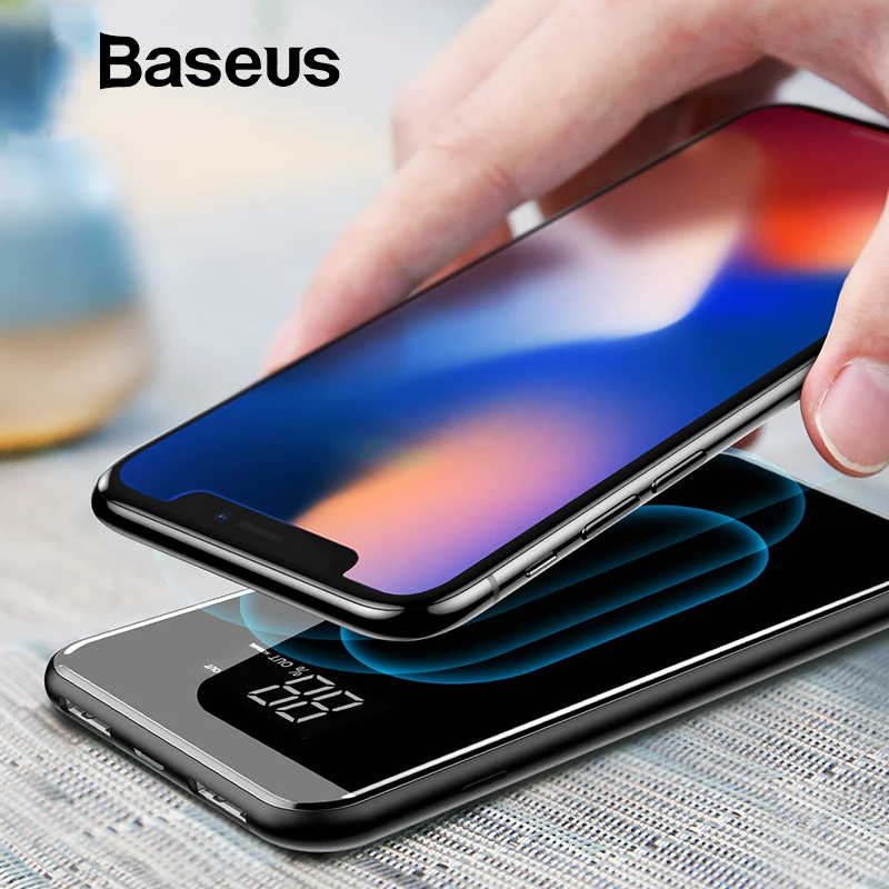 Baseus Wireless Power Bank 8000mah Portable External Battery Bank Mobile Phone Charger LCD Display Powerbank For Samsung S9 S8