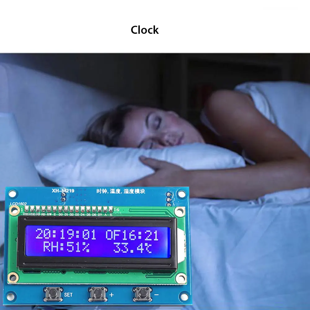 

XH-M219 Clock Temperature Humidity Sensor LCD Display Module Weather Station Alarm Clock Electronic Temperature Humidity Meter