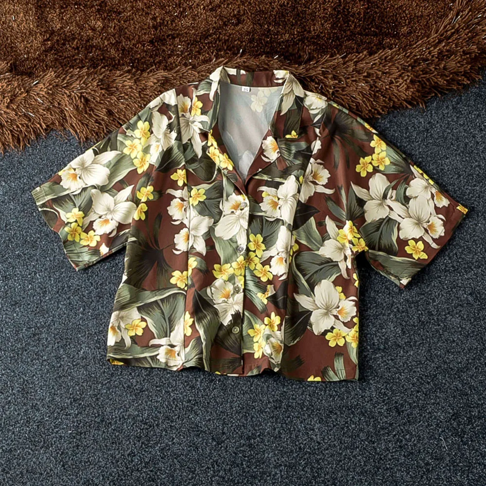 

Prairie Chic Flower Print Shirt Women Summer 2019 Turn Down Collar Short Sleeve Floral Blusas For Woman Causal Womens Blouses