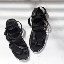 Лидер продаж года; Летние вьетнамки в Корейском стиле; мужские сандалии на плоской подошве; кожаные мужские Гладиаторы с натуральным лицевым покрытием