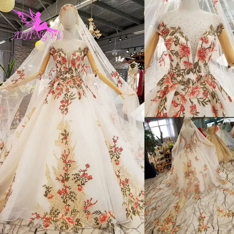 AIJINGYU Тюлевое платье принцессы Свадебные платья Свадебные Доступное пышные трубы одежда Платья для особых случаев