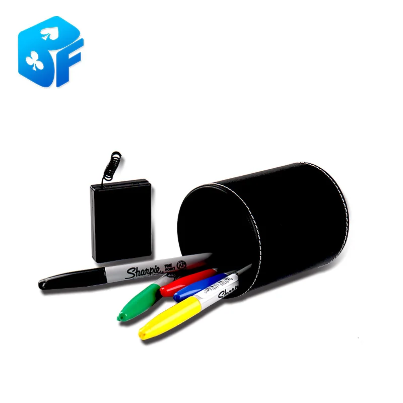 Download Free shipping Color Pen Prediction/Magic Tricks/Mentalism Magic Leather Pen Holder-in Magic ...