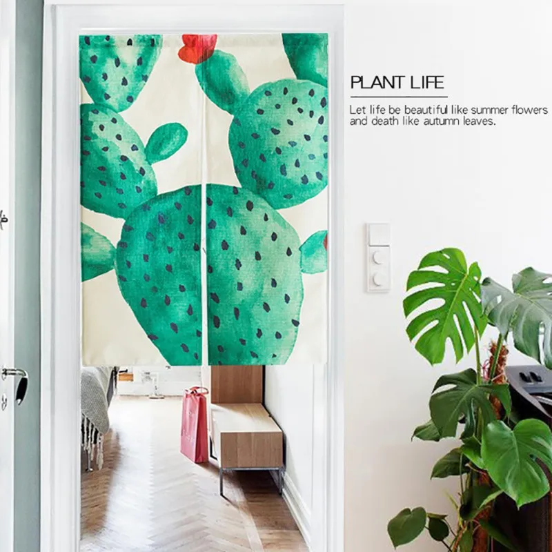 Cartoon Cactus Curtains For Living Room Door Curtains For Kitchen