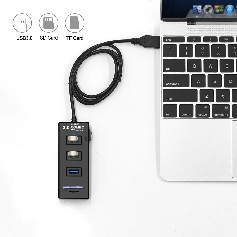 Usb-хаб кард-ридер высокоскоростной 3 порта USB 3,0 концентратор Мульти USB разветвитель вкл/выкл переключатель с SD/TF кард-ридер для MacBook ноутбука ПК