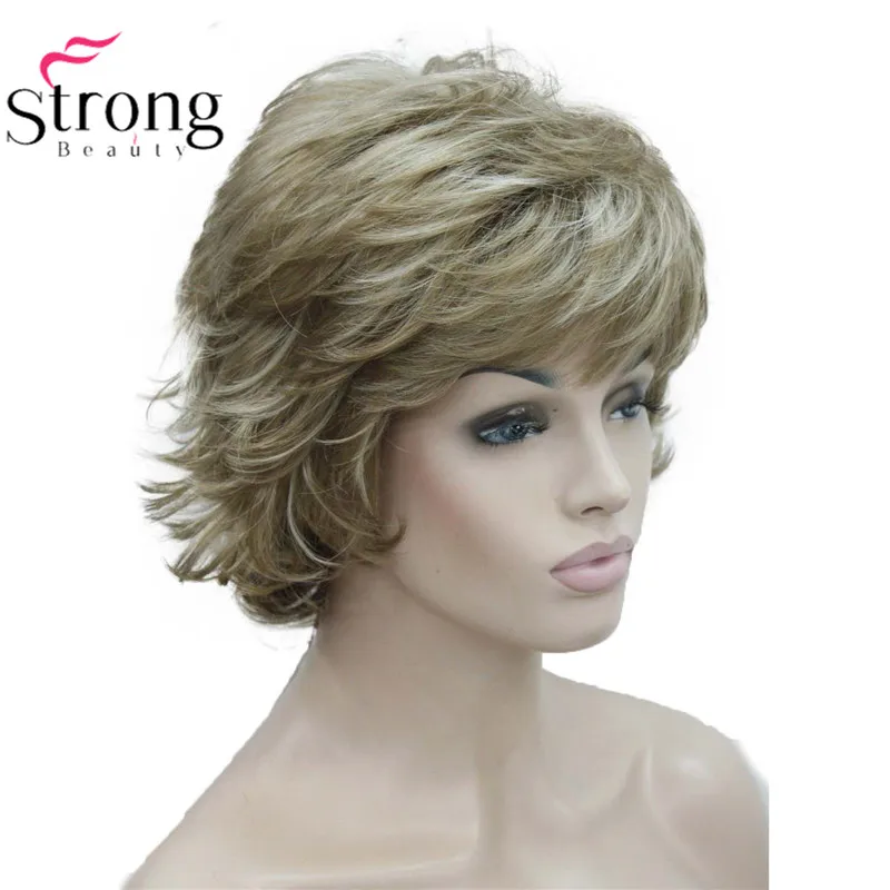 StrongBeauty короткий флип-ап блонд микс полный синтетический парик выбор цвета