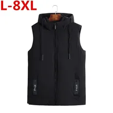 Новинка, большие размеры 8XL 7XL, осенне-зимнее Мужское пальто, теплая куртка без рукавов, повседневная мужская жилетка, пальто, жилет, ультра легкий пуховый жилет для мужчин