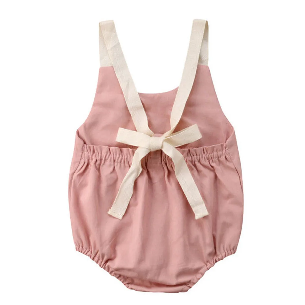 MUQGEW Одежда для маленьких девочек; Одежда для новорожденных; детское платье с бантом и открытой спиной; комбинезон; боди; одежда; roupa infantil;# y2 - Цвет: Розовый