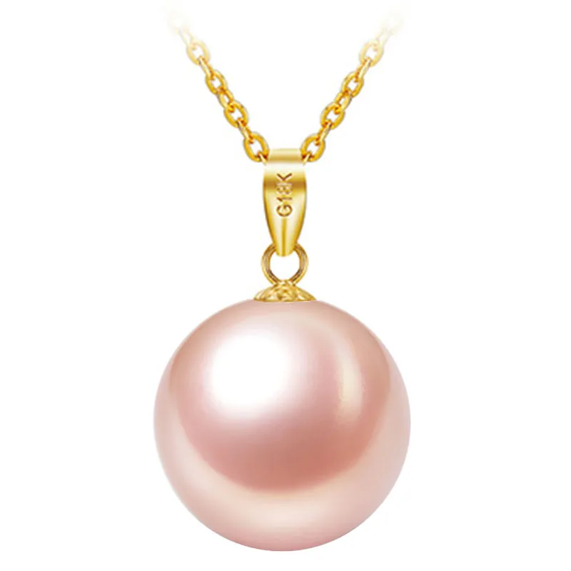 Sinya 18k gold Classical Round Pearl pendant necklace with 7.5-10mm natural pearls Au750 gold chain length 40+5cm  for women (2)