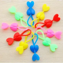 50 шт. в форме сердца силиконовые Пластик Еда мешок запечатывания клип галстук луч Порты и разъёмы в комплекте OPP Телевизор с открытым верхом сумка Клип bz207