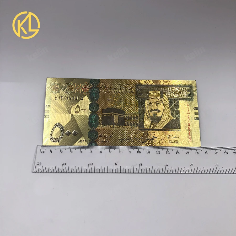 KL 1 шт., подарок Саудовской Аравии, 500 риялов, 24 K банкнота из золотой фольги для игры и продвижения коллекции