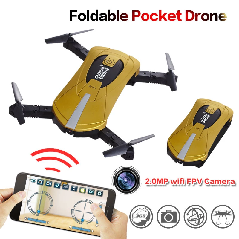 2017 hot Wifi FPV mini Quadcopter RC Drone with 2 0MP HD Camera Foldable Flight App