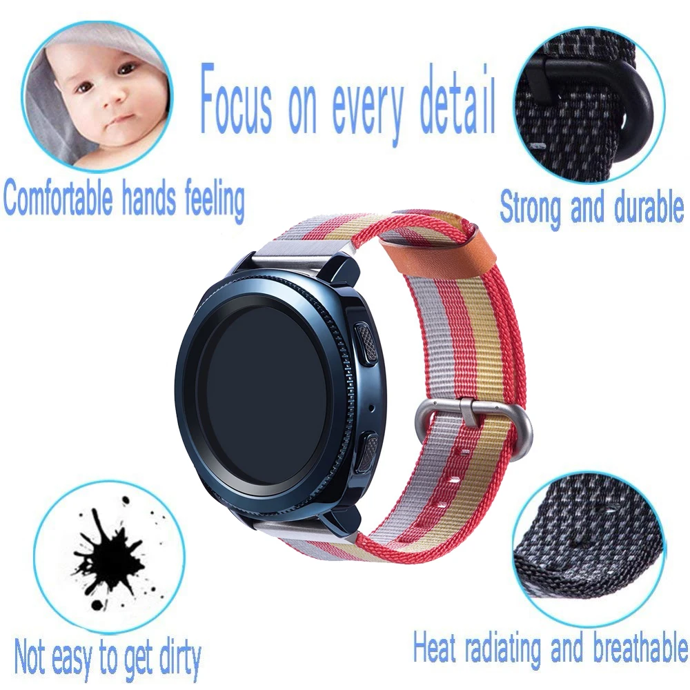 42 46 мм нейлоновый ремешок для часов для samsung gear S3 Frontier S2 классический быстросъемный браслет Quick Release galaxy watch Band 22 20 мм